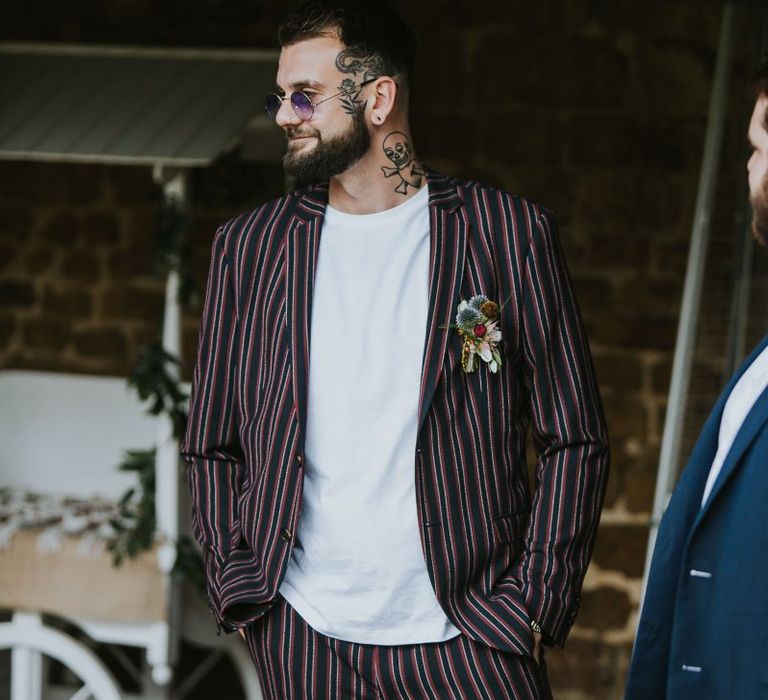 Stylish Wedding Guest in Stripy Suit