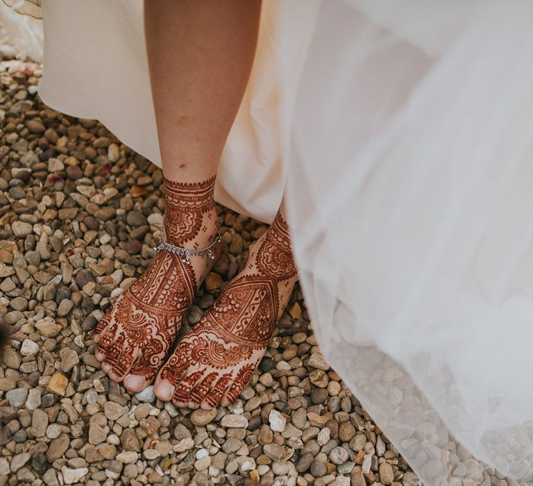 Bride with Henna Print on Her Feet