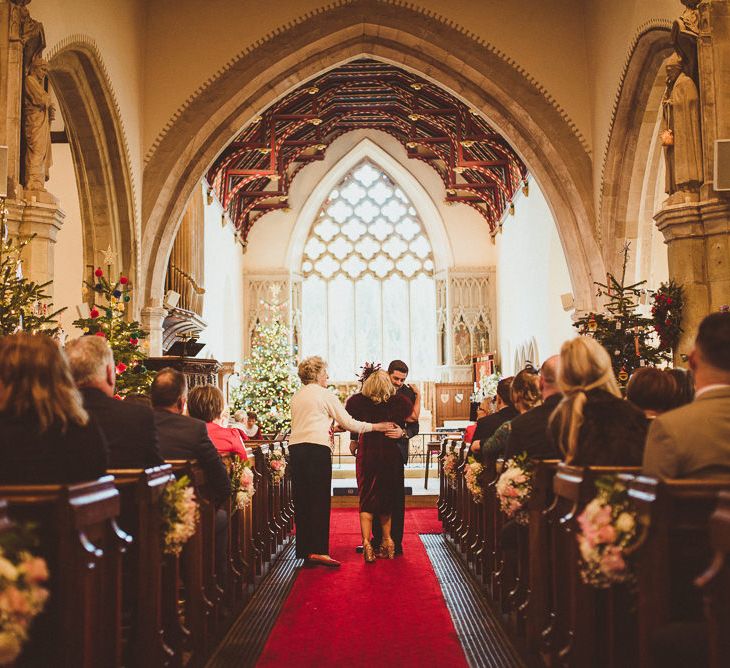 Church Wedding Ceremony | Burgundy &amp; Gold Winter Wedding at Ramster Hall Weddings, Surrey | Matt Penberthy Photography | John Harris Wedding Films