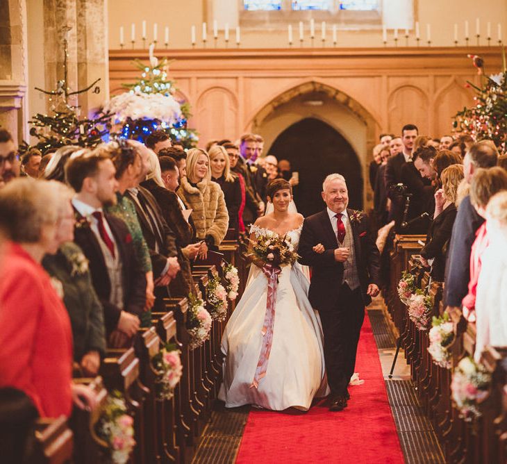 Church Wedding Ceremony | Bridal Entrance in Lillian West Bridal Separates | Burgundy &amp; Gold Winter Wedding at Ramster Hall Weddings, Surrey | Matt Penberthy Photography | John Harris Wedding Films