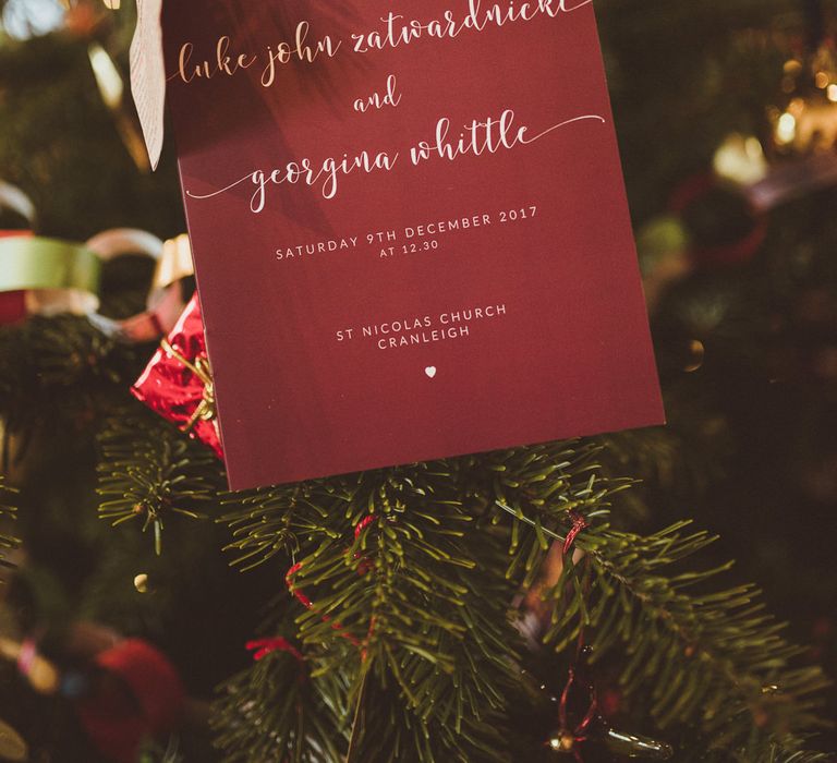 Wedding Stationery | Burgundy &amp; Gold Winter Wedding at Ramster Hall Weddings, Surrey | Matt Penberthy Photography | John Harris Wedding Films