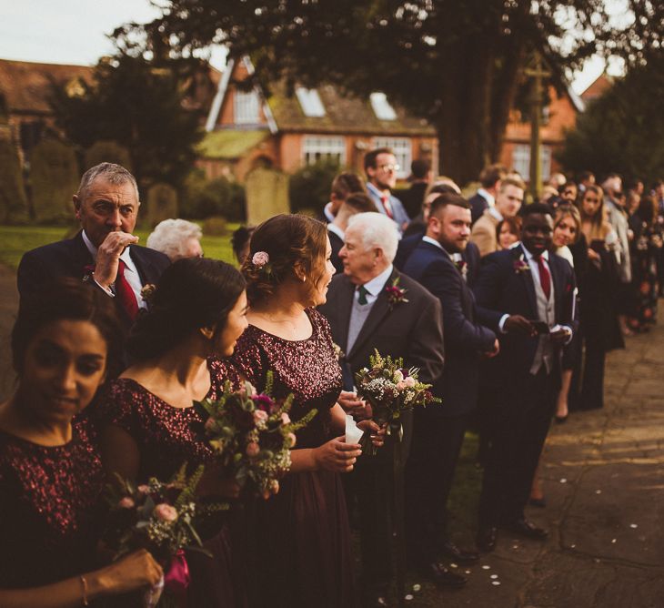 Church Wedding Ceremony | Burgundy &amp; Gold Winter Wedding at Ramster Hall Weddings, Surrey | Matt Penberthy Photography | John Harris Wedding Films