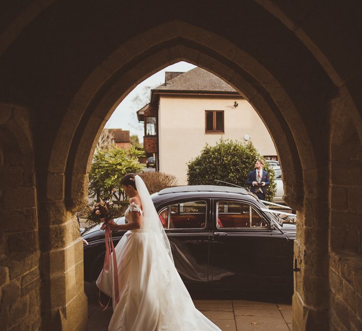 Bride in Lillian West Bridal Separates | Burgundy &amp; Gold Winter Wedding at Ramster Hall Weddings, Surrey | Matt Penberthy Photography | John Harris Wedding Films