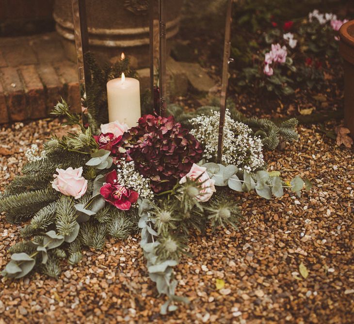 Floral Arrangement | Burgundy &amp; Gold Winter Wedding at Ramster Hall Weddings, Surrey | Matt Penberthy Photography | John Harris Wedding Films