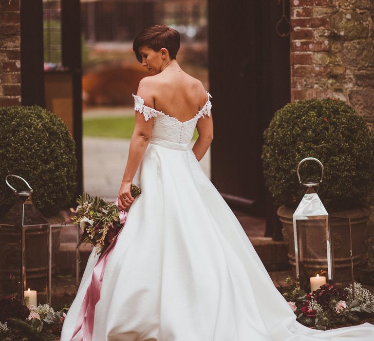 Bride in Lillian West Bridal Separates | Burgundy &amp; Gold Winter Wedding at Ramster Hall Weddings, Surrey | Matt Penberthy Photography | John Harris Wedding Films