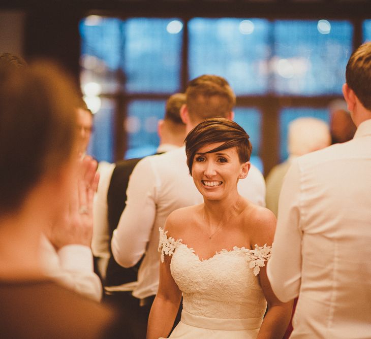 Bride in Lillian West Bridal Separates | Burgundy &amp; Gold Winter Wedding at Ramster Hall Weddings, Surrey | Matt Penberthy Photography | John Harris Wedding Films