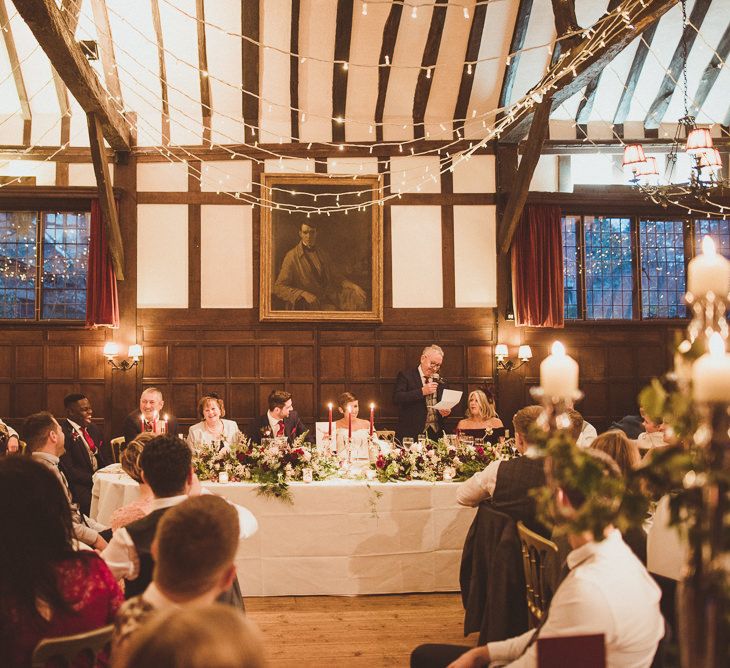 Wedding Reception Speeches | Burgundy &amp; Gold Winter Wedding at Ramster Hall Weddings, Surrey | Matt Penberthy Photography | John Harris Wedding Films