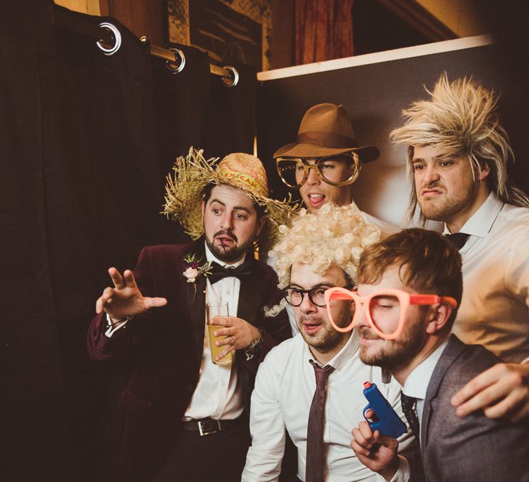 Photo Booth Pictures | Burgundy &amp; Gold Winter Wedding at Ramster Hall Weddings, Surrey | Matt Penberthy Photography | John Harris Wedding Films