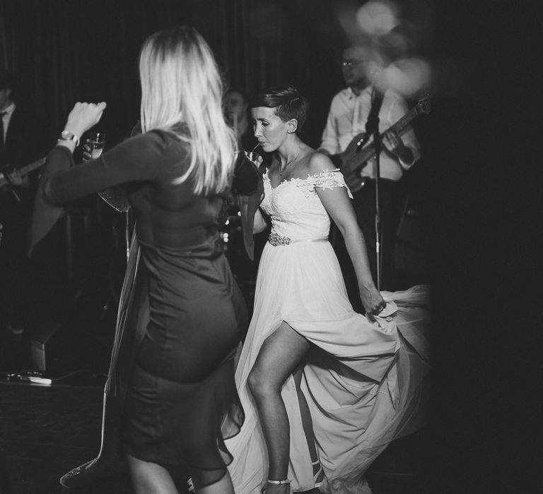 Bride in Lillian West Bridal Top &amp; Needle &amp; Thread Skirt | Burgundy &amp; Gold Winter Wedding at Ramster Hall Weddings, Surrey | Matt Penberthy Photography | John Harris Wedding Films