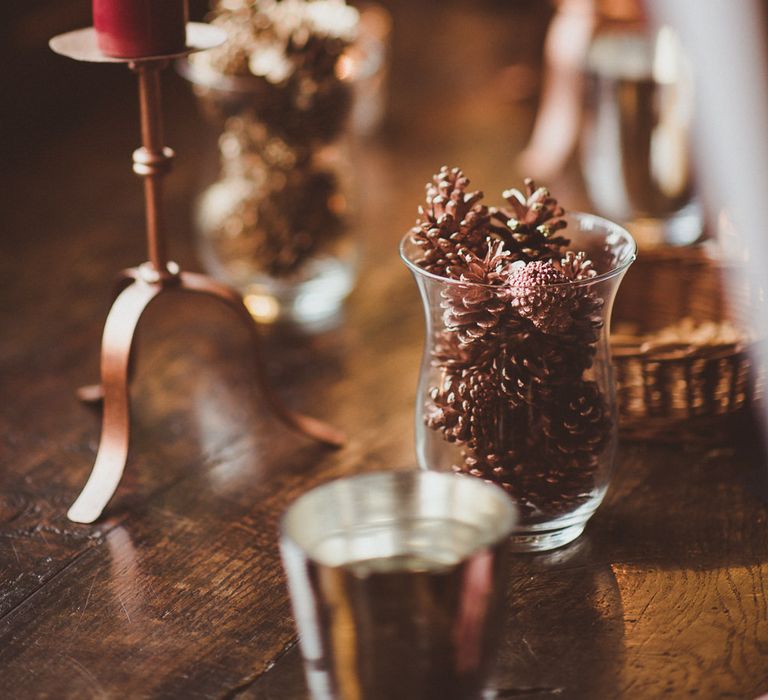 Candle Light | Burgundy &amp; Gold Winter Wedding at Ramster Hall Weddings, Surrey | Matt Penberthy Photography | John Harris Wedding Films