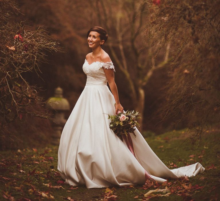 Bride in Lillian West Bridal Separates | Burgundy &amp; Gold Winter Wedding at Ramster Hall Weddings, Surrey | Matt Penberthy Photography | John Harris Wedding Films