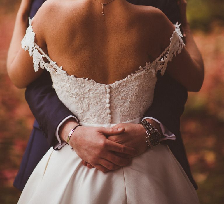 Bride in Lillian West Bridal Separates | Groom in Navy Suit &amp; Tweed Waistcoat | Burgundy &amp; Gold Winter Wedding at Ramster Hall Weddings, Surrey | Matt Penberthy Photography | John Harris Wedding Films