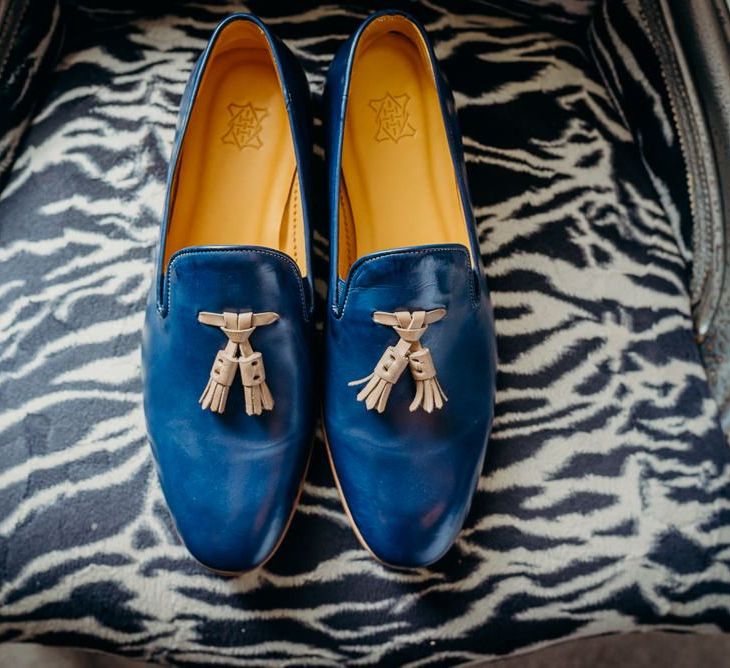 Blue wedding shoes for Groom