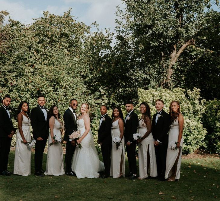 Wedding party portrait with black tie attire