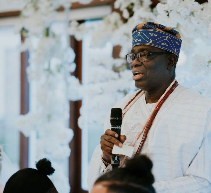 Father of the groom in traditional Nigerian Yoruba outfit