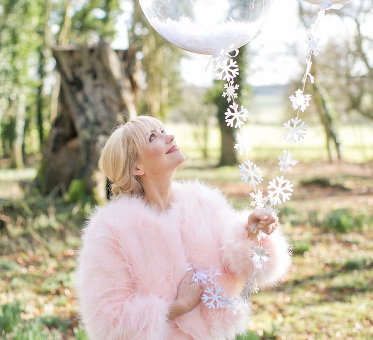 Giant Balloon Props For Wedding Photographs // Gingerbread House For A Festive Christmas Wedding With Red And White Florals Stag Motif Stationery Planned &amp; Styled By La Fete Anneli Marinovich Photography