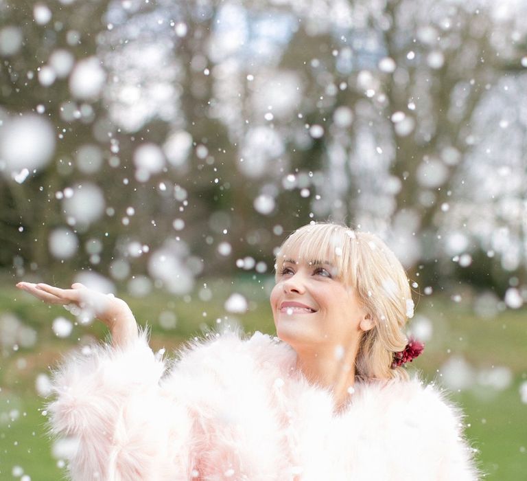 Bride In Pale Pink Faux Fur Jacket // Anneli Marinovich Photography