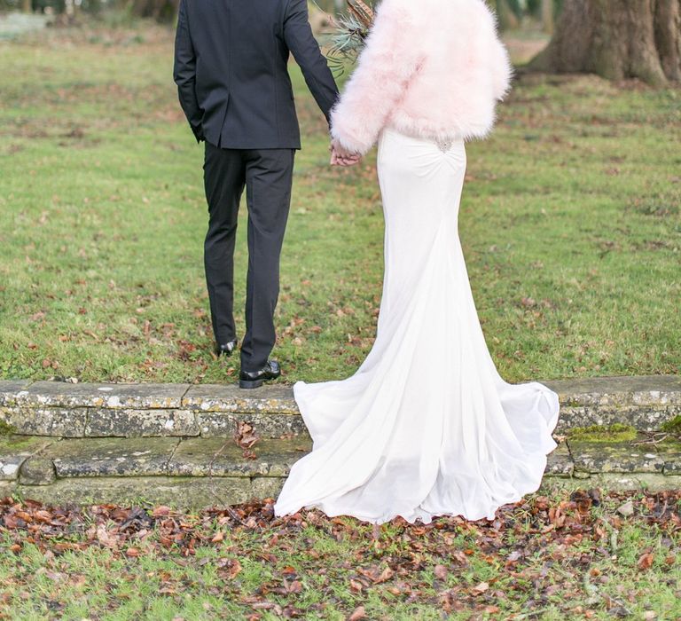 Bride In Pale Pink Faux Fur Jacket // Anneli Marinovich Photography