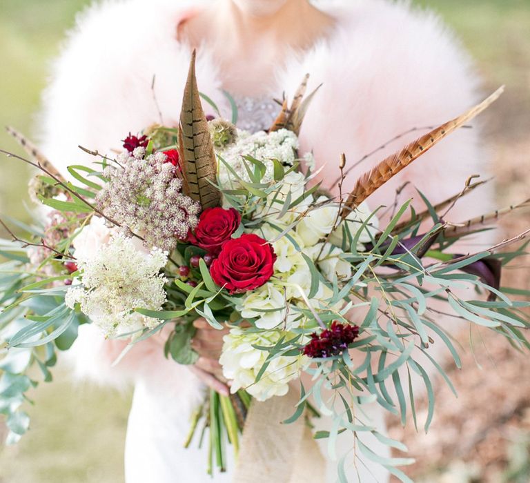 Bride In Pale Pink Faux Fur Jacket // Anneli Marinovich Photography