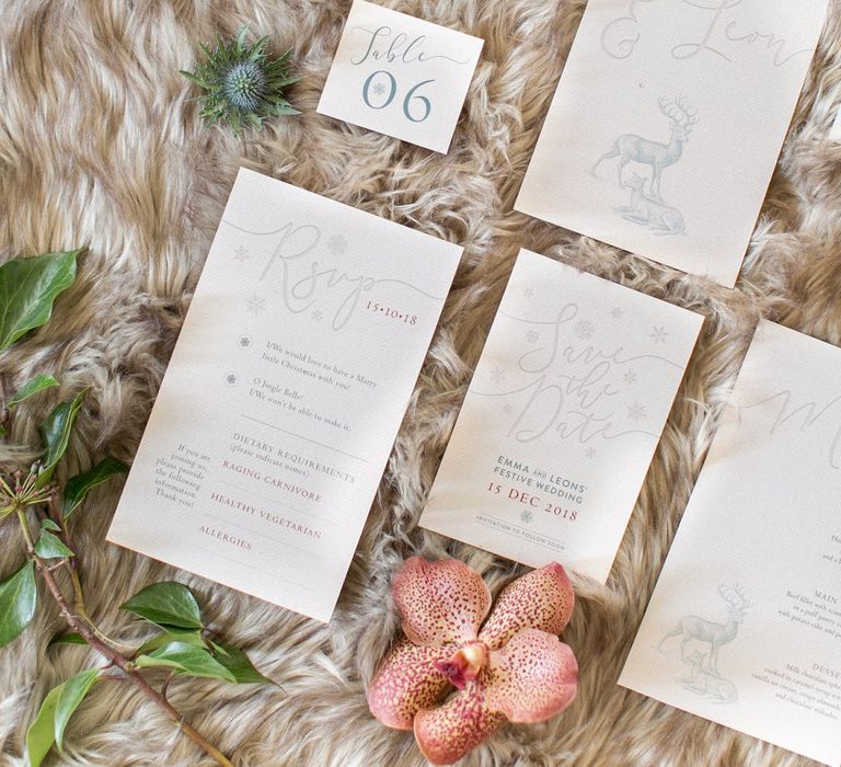 Winter Wedding Stationery Suite With Stag Motif //  Anneli Marinovich Photography