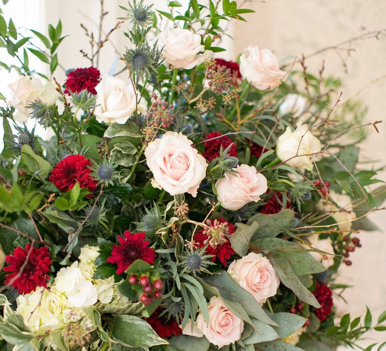 Red And White Florals Winter Wedding //  Stag Motif Stationery Planned &amp; Styled By La Fete Anneli Marinovich Photography