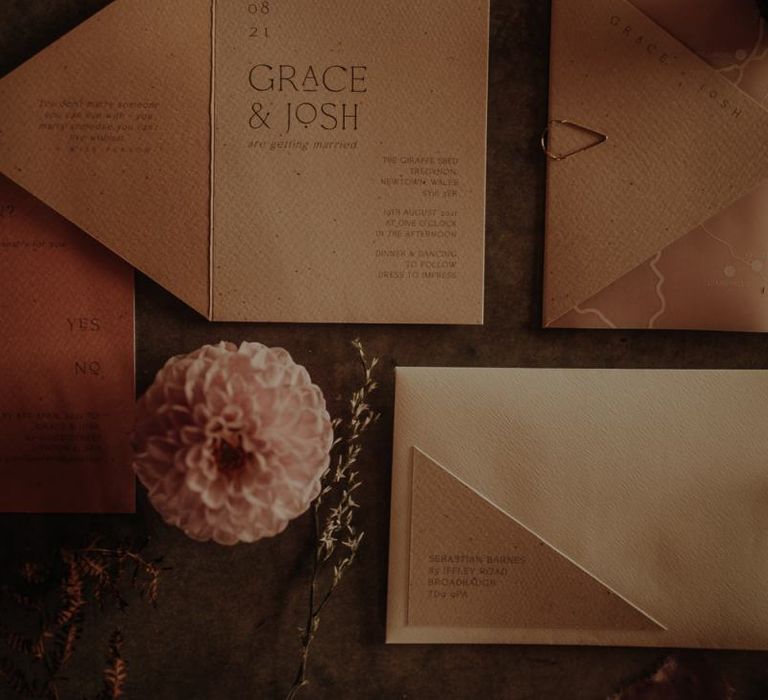 Contemporary wedding invitation by Chloe Creative