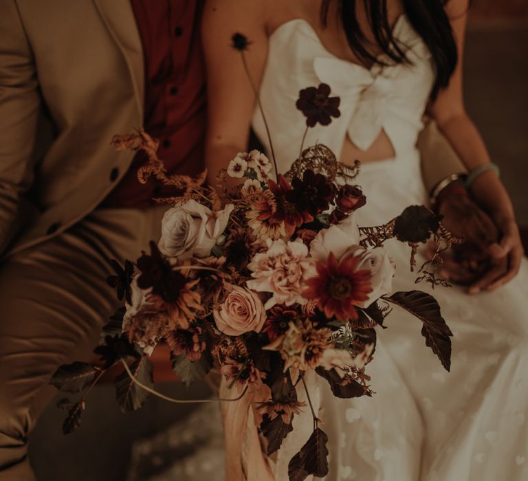 Pink and red flower wedding bouquet