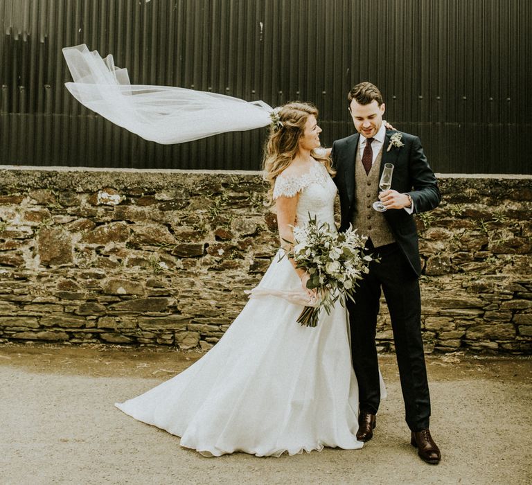 Bride In Augusta Jones Wedding Dress // Glasshouse Wedding At Anran In Devon // Image By Paige Grace Photography // Film By The Wild Bride