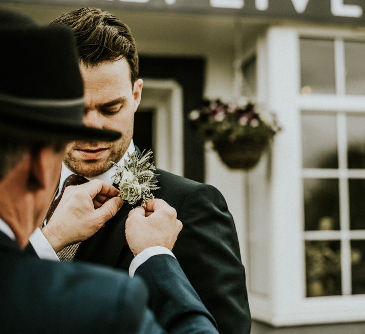 Rustic Buttonholes For Groom // Glasshouse Wedding At Anran In Devon // Image By Paige Grace Photography // Film By The Wild Bride