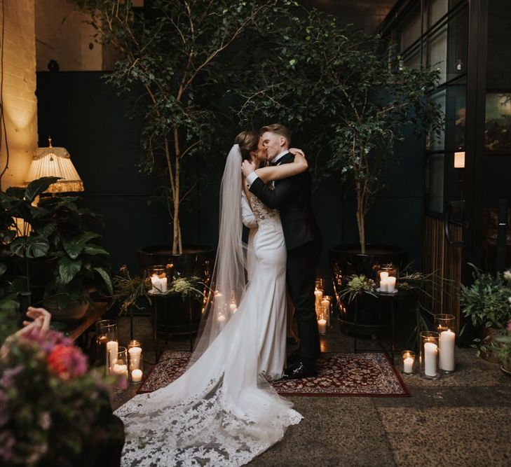 Botanical wedding decor with candle lit ceremony for Australian wedding