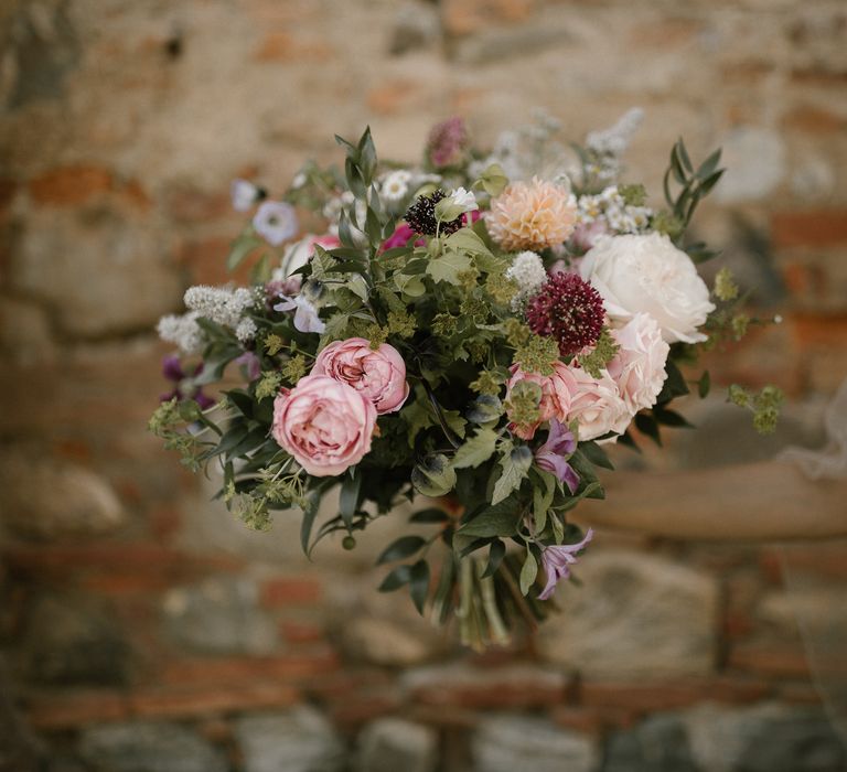 Romantic Bridal Bouquet | Fairytale Tuscan Wedding with Bride in Embroidered Dress | Andrea &amp; Federica Photography