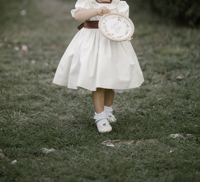 Outdoor Wedding Ceremony | Flower Girl | Fairytale Tuscan Wedding with Bride in Embroidered Dress | Andrea &amp; Federica Photography