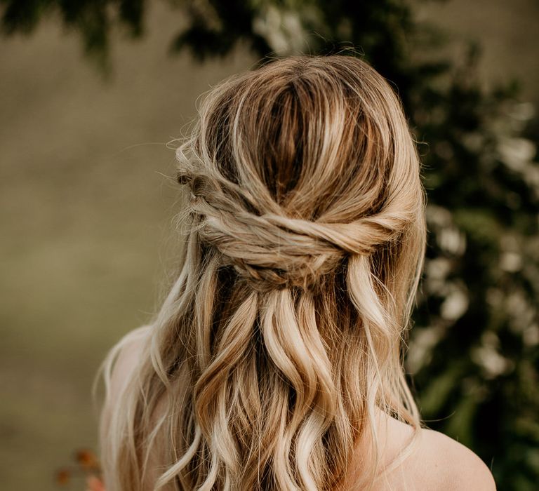 Braided Half Up Half Down Wedding Hairstyle by Poppy Tallulah Hair &amp; Makeup