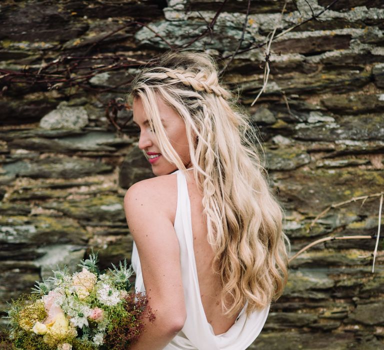 Braided Half Up Half Down Wedding Hairstyle by Gem Ryder | Liberty Pearl Photography