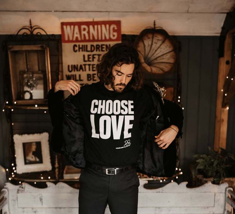 Groom in choose love t-shirt