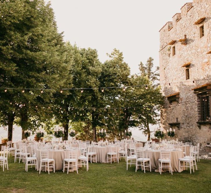 Outdoor Wedding Reception at an Italian Castle