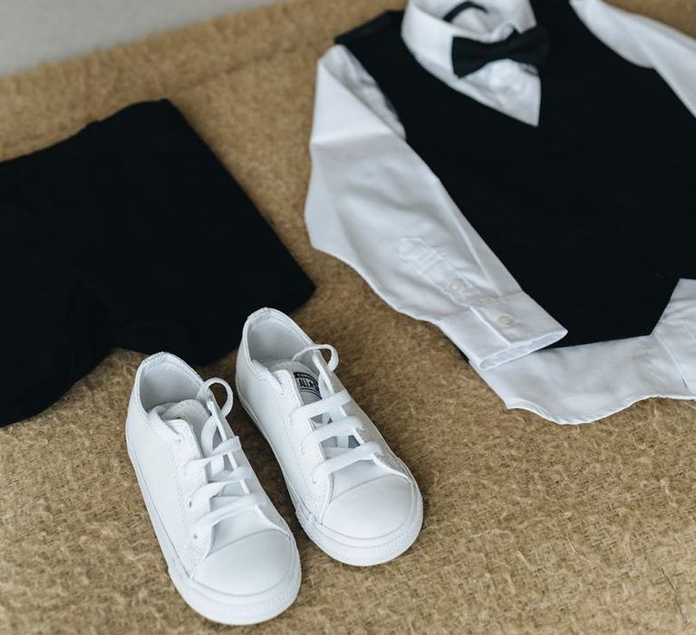 Page Boy Bow Tie, Waistcoat and White Pumps