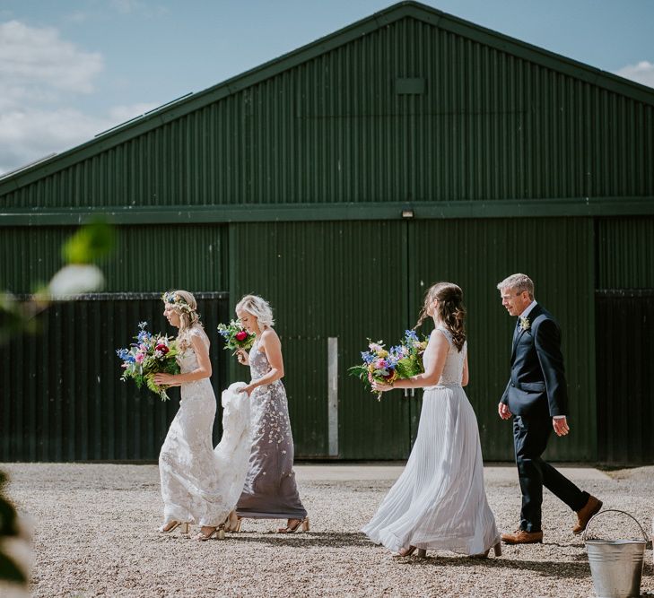 Bridal Party Walking to the Wedding Ceremony