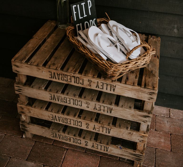 Wicker Basket Full of Flip Flops for Dancing Feet