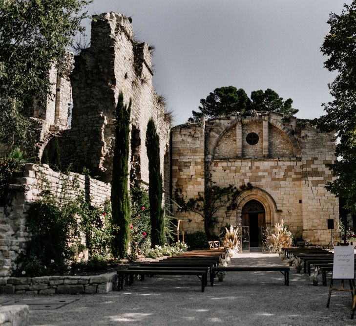 Outdoor French Chateau Wedding Ceremony