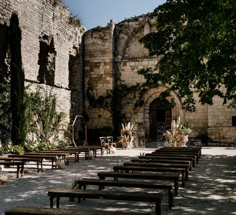 Benches at Outdoor Wedding Ceremony