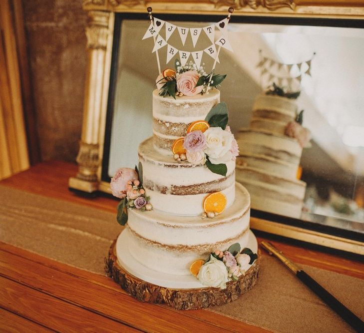 Tiered  Wedding Cake With Flower Detail