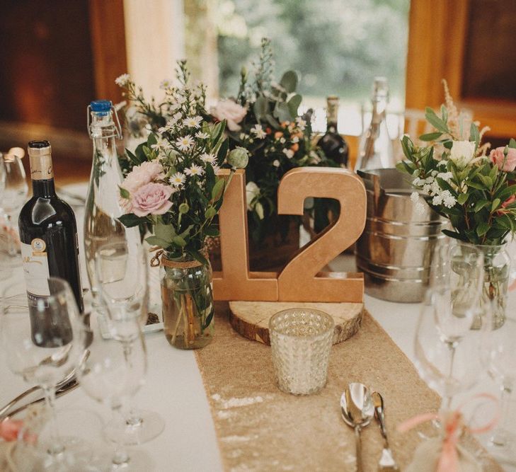 Gold Table Numbers On Wedding Table