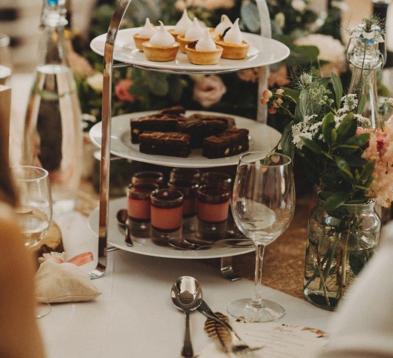 Wedding Dessert Stand At Rustic Wedding