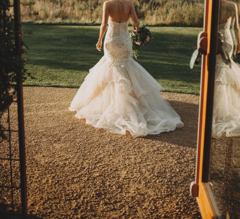 Back of Strapless Mermaid Wedding Dress