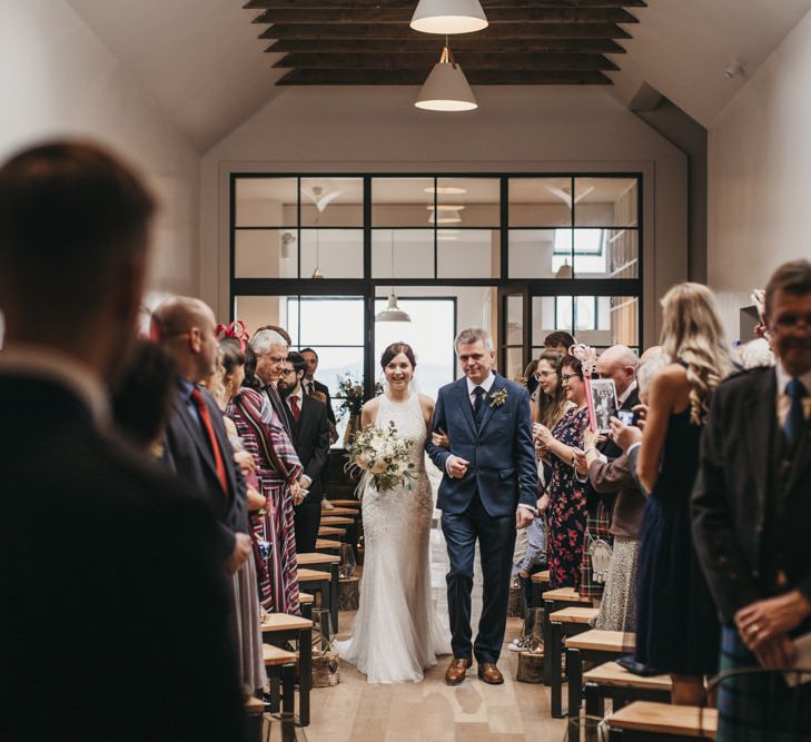 Bride entering wedding ceremony