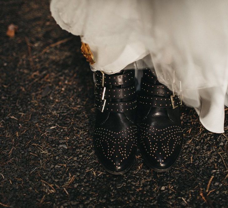 Bridal boots for wedding at Guardswell Farm