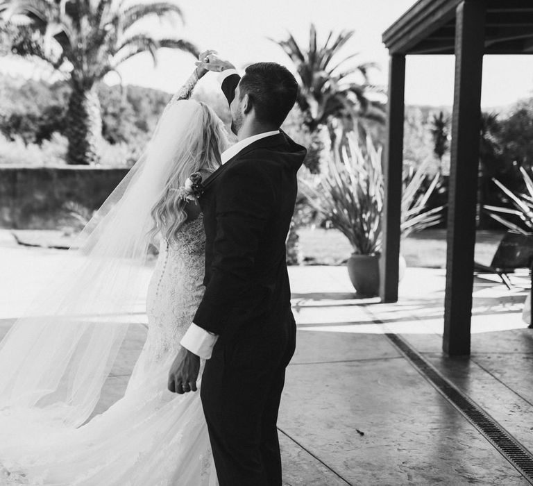 Bride and groom first dance at California elopement