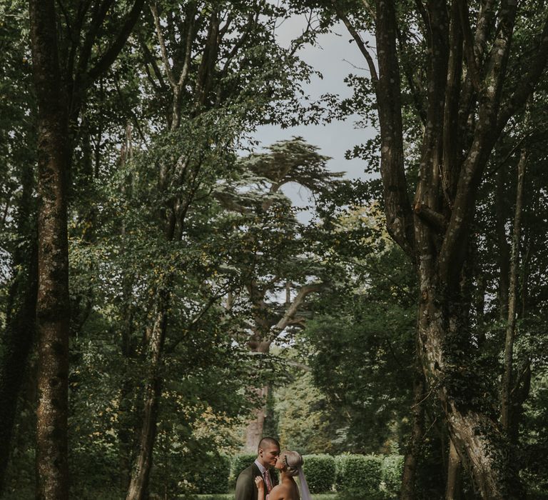 Blush Pink Wedding Dress For Outdoor Wedding Ceremony At Hethfelton House With Images From Dorset Wedding Photographer Paul Underhill