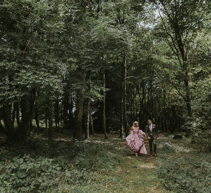 Blush Pink Wedding Dress For Outdoor Wedding Ceremony At Hethfelton House With Images From Dorset Wedding Photographer Paul Underhill